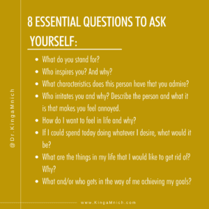 Essential question for your to understand who you are and be able to define "you", what you stand for, what your values are and what your value is. 