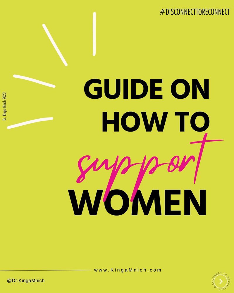 Graphic shows the title: Guide on how to support women